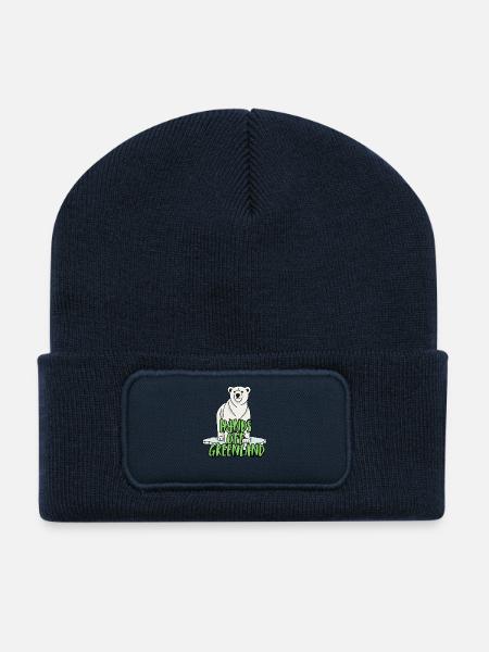 Pas touches au Groenland. - Beanie recyclé à patch - bleu marine
