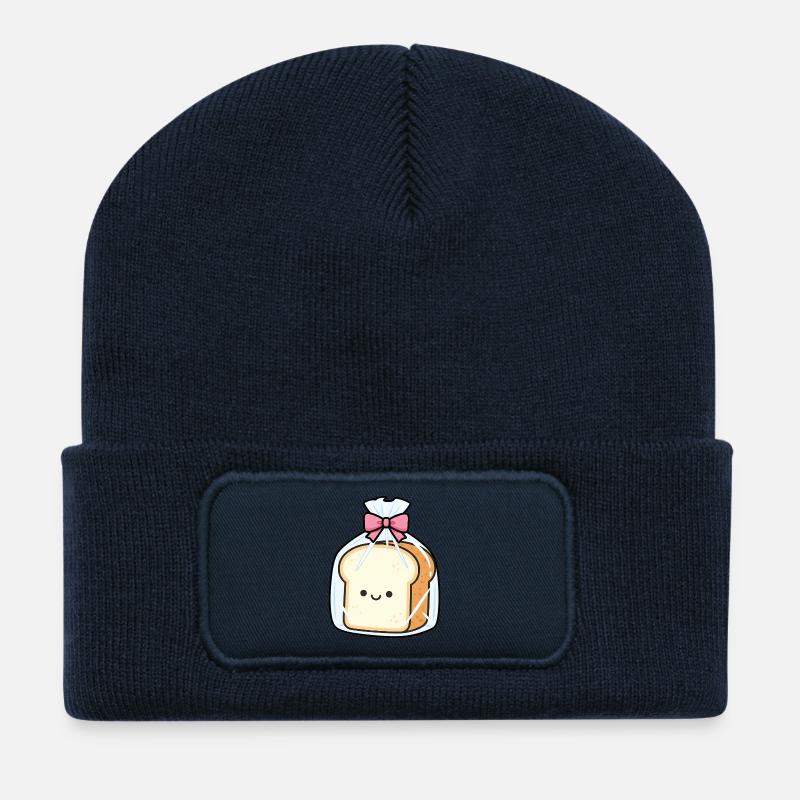 Bagged Kawaii Bread with Pink Bow - Recycled Patch Beanie - french navy