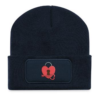 Key to My Heart Lock and Key Valentines - Recycled Patch Beanie - french navy - Front