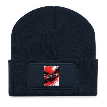 Japon Rouge Noir frénétique - Beanie recyclé à patch - bleu marine - Devant