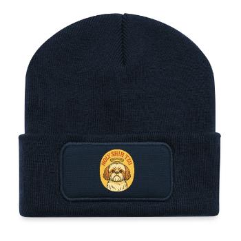 Holy Shih Tzu Halo Badge - Recycled Patch Beanie - french navy - Front