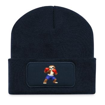 Boxeur paresseux sympa et boxeur d’arts martiaux - Beanie recyclé à patch - bleu marine - Devant