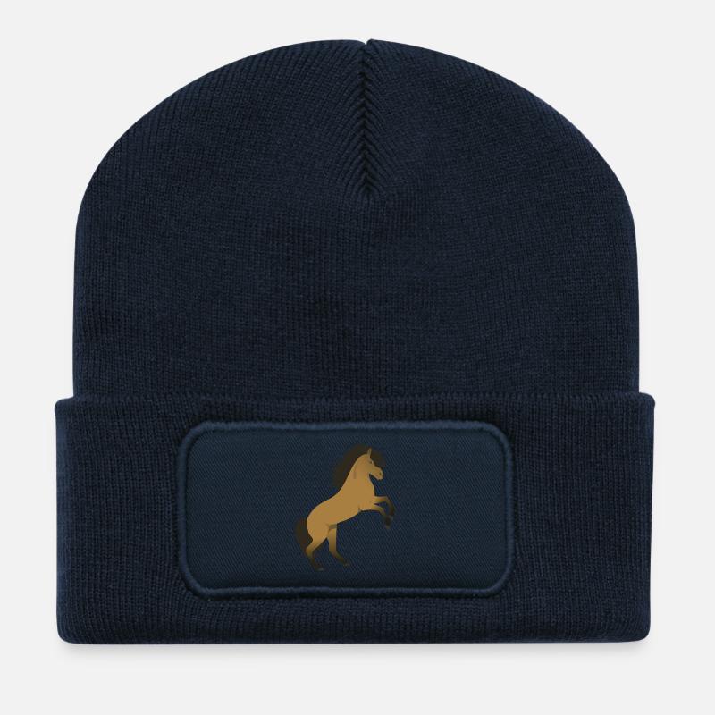 Steigendes Islandpferd Illustration - Recycelte Patch Beanie - French Navy