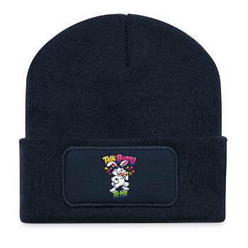 Hase Häschen Frühling Sommer Ostern Garten - Recycelte Patch Beanie - French Navy - Vorne