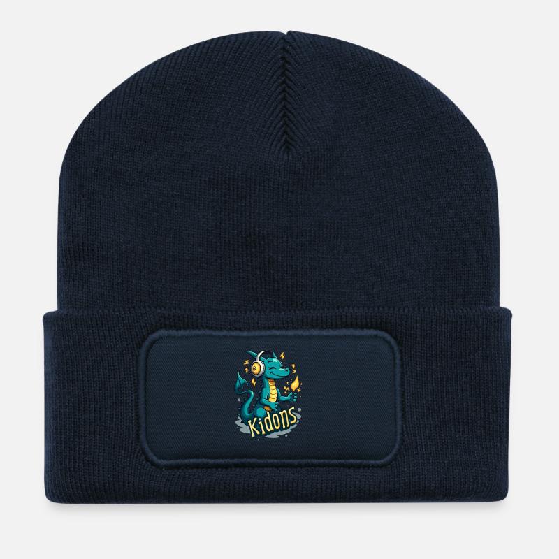 Drachenmusik mit Kopfhörer Kids - Recycelte Patch Beanie - French Navy