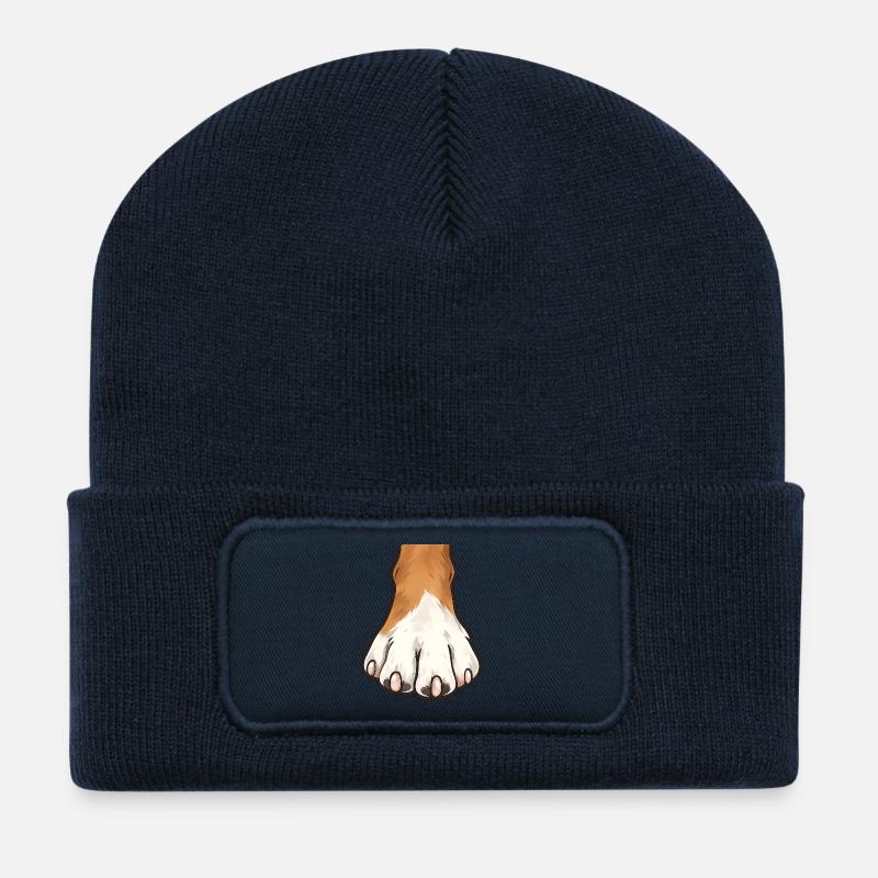 Paw Print Illustration - Recycled Patch Beanie - french navy