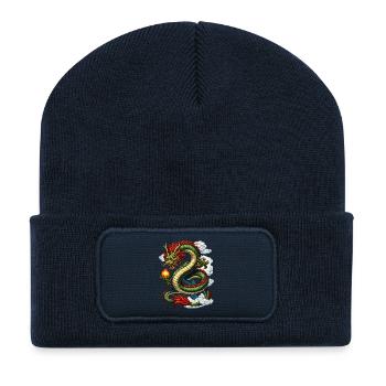 Drache Comic - Recycelte Patch Beanie - French Navy - Vorne