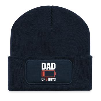 Emblème de la batterie du père de 3 garçons - Beanie recyclé à patch - bleu marine - Devant