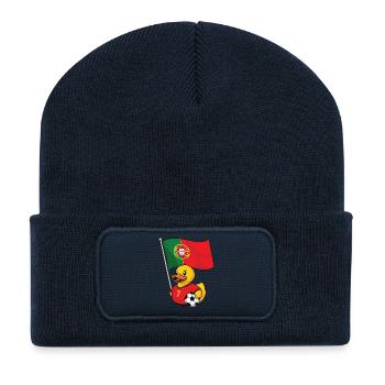 Portugal Fußball Fan Shirt für stolze Fans - Recycelte Patch Beanie - French Navy - Vorne