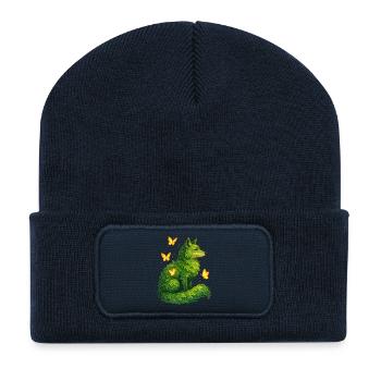 Grüner Fuchs Schmetterling Fantasy - Recycelte Patch Beanie - French Navy - Vorne