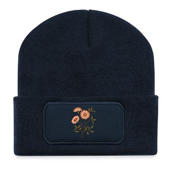 Fleur - Beanie recyclé à patch - bleu marine - Devant