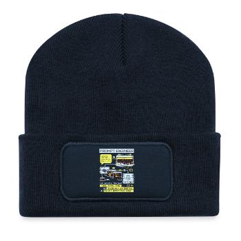 Prompt Engineer Weltrettung lustiges Design - Recycelte Patch Beanie - French Navy - Vorne