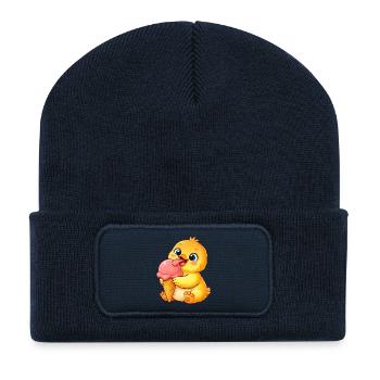 Niedliches Huhn Küken Kawaii Entchen Eiscreme - Recycled Patch Beanie - french navy - Front