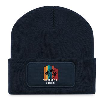 Sommerliche Vibes - Recycelte Patch Beanie - French Navy - Vorne
