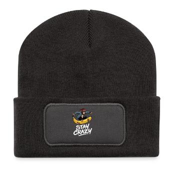 Verrücktes Affen-Skateboard - Recycelte Patch Beanie - Dunkelgrau - Vorne