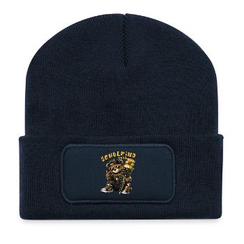 Schulkind 2026 Goldbär HipHop - Recycelte Patch Beanie - French Navy - Vorne
