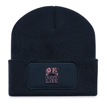 OB Best Life Leopardenrosa Edition Geschenk - Recycelte Patch Beanie - French Navy - Vorne