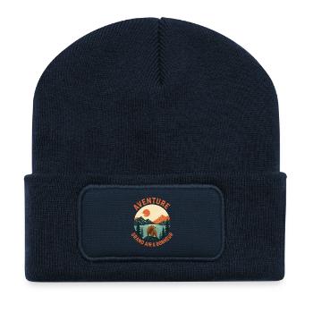 Aventure Grand Air et Bonheur - Beanie recyclé à patch - bleu marine - Devant