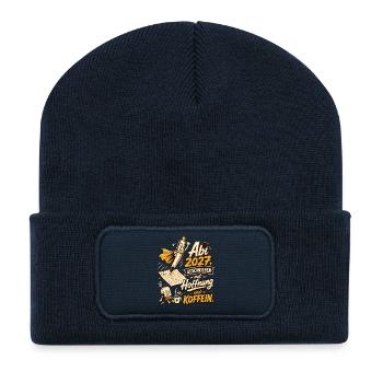 Abi 2027, geschrieben mit Hoffnung und Koffein. - Recycelte Patch Beanie - French Navy - Vorne