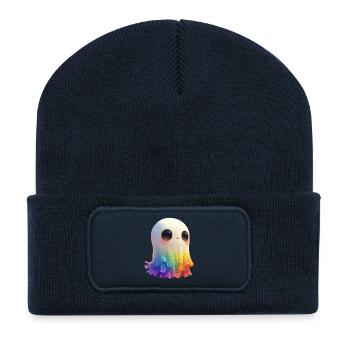 Creepy Cute Rainbow Ghost - Recycelte Patch Beanie - French Navy - Vorne