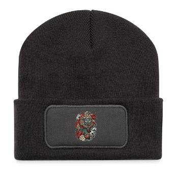 Foo Dog Blossom Guardian - Recycled Patch Beanie - dark grey - Front