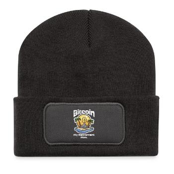 Planifier Bitcoin - Beanie recyclé à patch - charbon - Devant