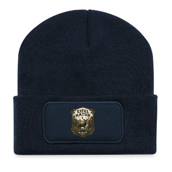 Eifel Wandern Natur Berge Wald Landschaft Eifel - Recycelte Patch Beanie - French Navy - Vorne