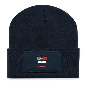 Brazil vs Morocco Football Score Card - Recycled Patch Beanie - french navy - Front