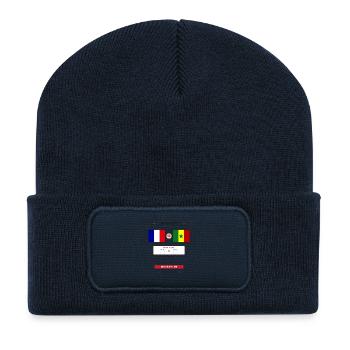 Frankreich gegen Senegal Fußball-Spielstand - Recycelte Patch Beanie - French Navy - Vorne