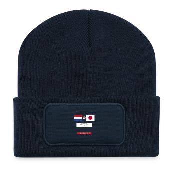 Netherlands vs Japan Football Score Card - Beanie recyclé à patch - bleu marine - Devant