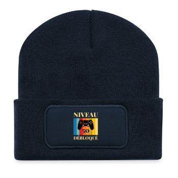 Niveau 50 Debloque T-Shirt Cadeau Humour - Beanie recyclé à patch - bleu marine - Devant