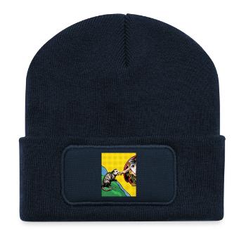 Opossum Beats God's Hand Funny Opossum Meme - Recycled Patch Beanie - french navy - Front