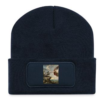 Opossum Beats God's Hand Funny Opossum Meme - Recycled Patch Beanie - french navy - Front