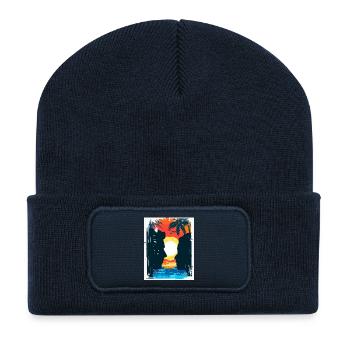 Tropischer Sonnenuntergangsliebhaber - Recycelte Patch Beanie - French Navy - Vorne