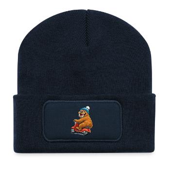 Morse sur le scooter - Beanie recyclé à patch - bleu marine - Devant