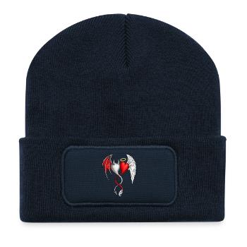 Heart Wings of Duality, Angels, Devils, Love - Recycled Patch Beanie - french navy - Front