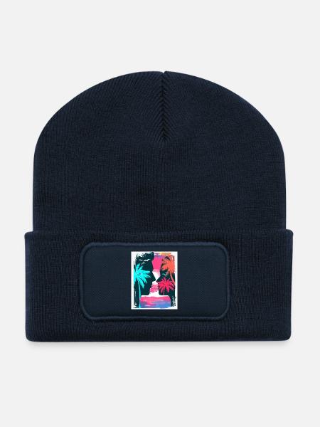 Neon Tropics Silhouette Romance - Recycelte Patch Beanie - French Navy