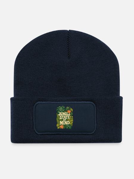 Jungle State of Mind – Tropische Pflanzen - Recycelte Patch Beanie - French Navy