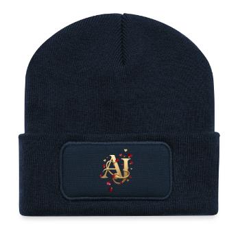 Goldenes AJ Monogram mit Rosen - Recycelte Patch Beanie - French Navy - Vorne