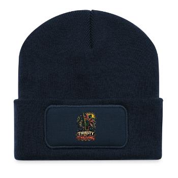 Thirsty but Thriving – Plant Humor - Recycled Patch Beanie - french navy - Front