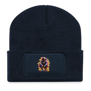 Farbenfrohe Weltraumastronautin - Recycelte Patch Beanie - French Navy - Vorne