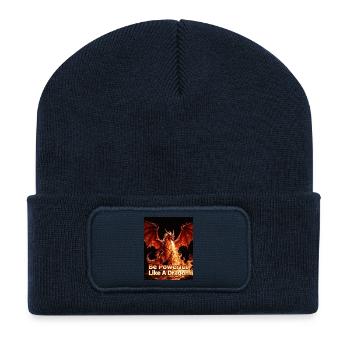 Stark Wie Ein Drache Feuersturm - Recycelte Patch Beanie - French Navy - Vorne