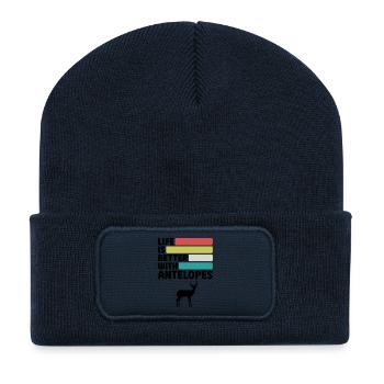 Safari humoristique d’antilopes Afrique - Beanie recyclé à patch - bleu marine - Devant