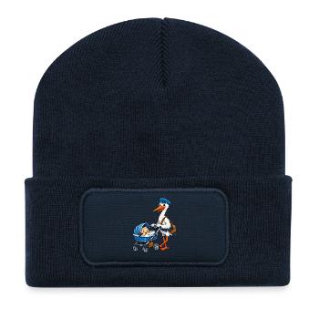 Stork with pram - Recycled Patch Beanie - french navy - Front