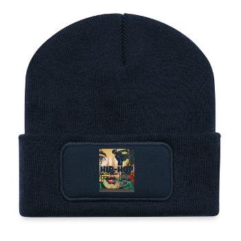 Hip Hop Graffiti Portrait with Bicycle - Recycled Patch Beanie - french navy - Front
