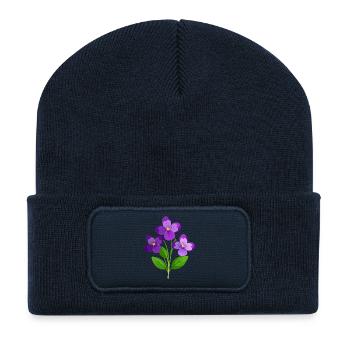 Violets Flower - Recycled Patch Beanie - french navy - Front
