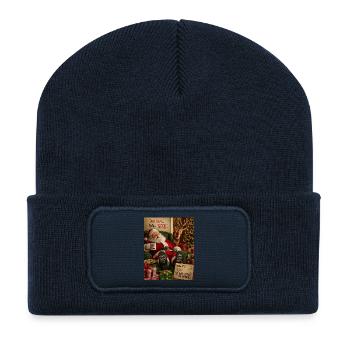 Rentner Weihnachtsmann Definiere Brav Humor Frech - Recycelte Patch Beanie - French Navy - Vorne