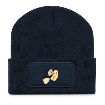 Pastellformen abstrakter Lineart Schädel - Recycelte Patch Beanie - French Navy - Vorne
