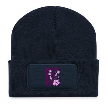 Cherish The Moment Blumen Floral Retro Geschenk    - Recycelte Patch Beanie - French Navy - Vorne