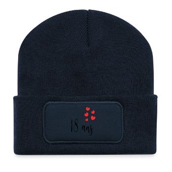 18. 18 ANS. 18e ANNIVERSAIRE. ANNIVERSAIRE 18 ANS. - Beanie recyclé à patch - bleu marine - Devant